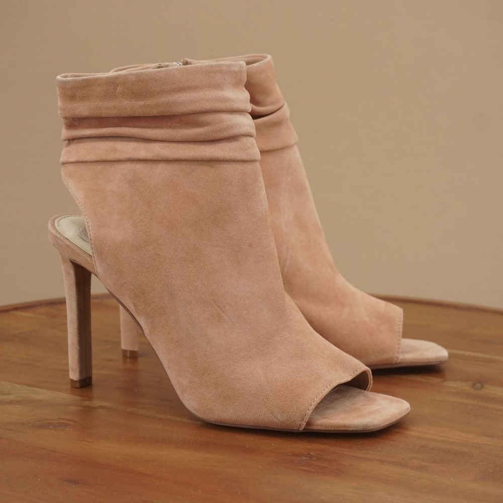 Vince Camuto Blush Suede Peep-Toe Slouch Ankle Booties